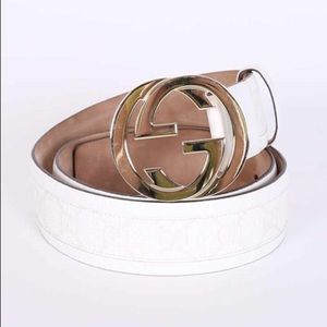 Gucci Interlocking Supreme Leather Trim Belt White